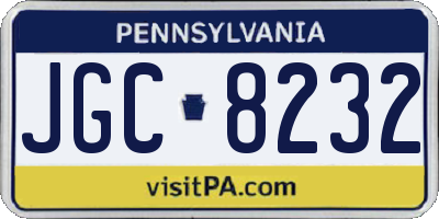 PA license plate JGC8232