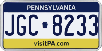 PA license plate JGC8233
