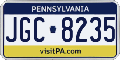 PA license plate JGC8235