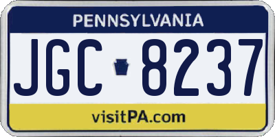 PA license plate JGC8237