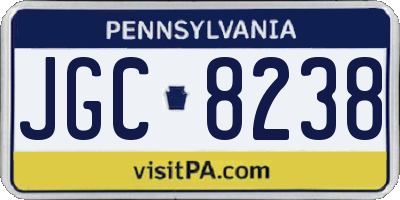 PA license plate JGC8238