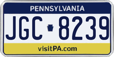 PA license plate JGC8239