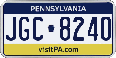 PA license plate JGC8240