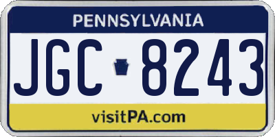 PA license plate JGC8243