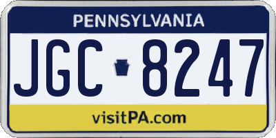 PA license plate JGC8247
