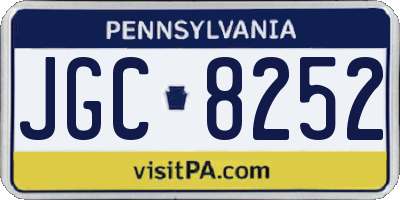 PA license plate JGC8252