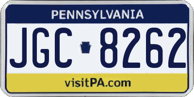 PA license plate JGC8262