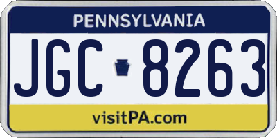 PA license plate JGC8263