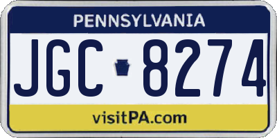 PA license plate JGC8274