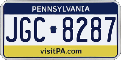 PA license plate JGC8287