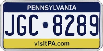 PA license plate JGC8289