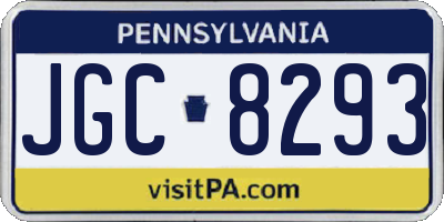 PA license plate JGC8293