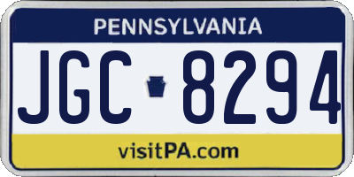 PA license plate JGC8294