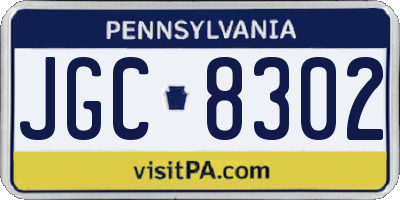 PA license plate JGC8302