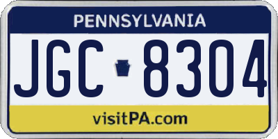 PA license plate JGC8304