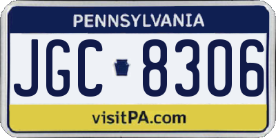 PA license plate JGC8306
