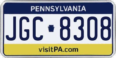 PA license plate JGC8308