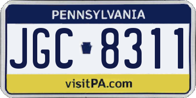 PA license plate JGC8311