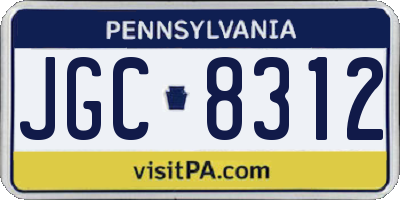 PA license plate JGC8312