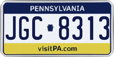 PA license plate JGC8313