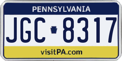 PA license plate JGC8317