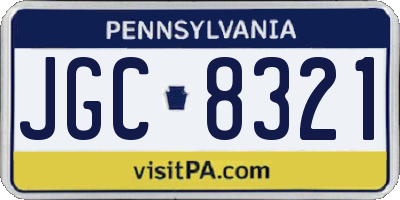 PA license plate JGC8321