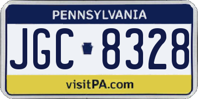 PA license plate JGC8328