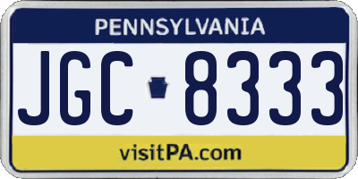 PA license plate JGC8333