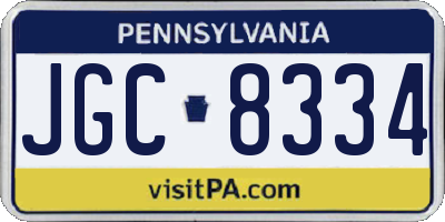 PA license plate JGC8334