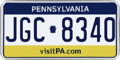 PA license plate JGC8340