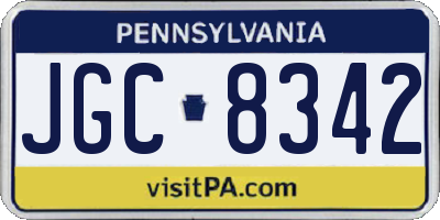 PA license plate JGC8342