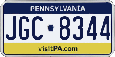 PA license plate JGC8344