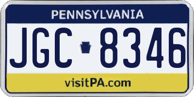 PA license plate JGC8346