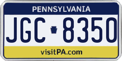 PA license plate JGC8350