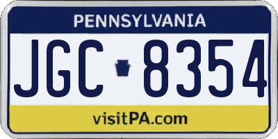 PA license plate JGC8354