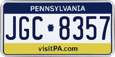 PA license plate JGC8357
