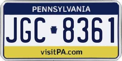 PA license plate JGC8361