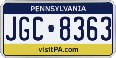 PA license plate JGC8363