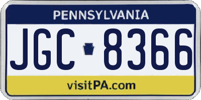 PA license plate JGC8366