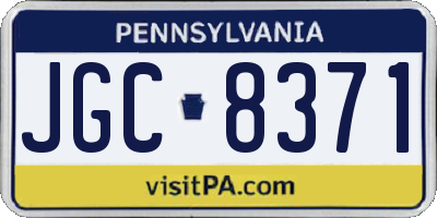 PA license plate JGC8371
