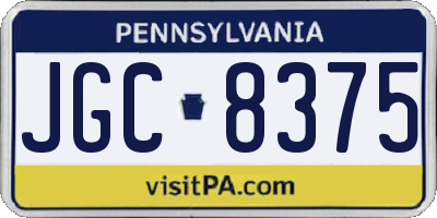 PA license plate JGC8375