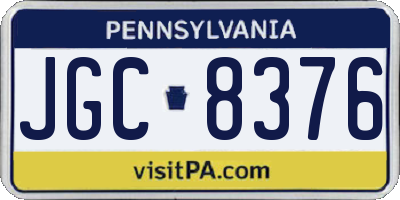 PA license plate JGC8376
