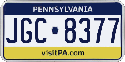 PA license plate JGC8377