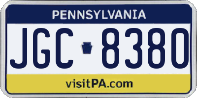 PA license plate JGC8380