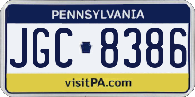 PA license plate JGC8386