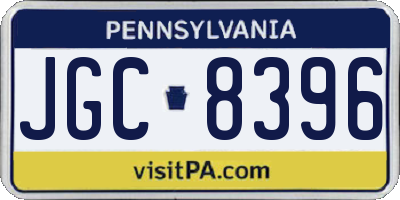 PA license plate JGC8396