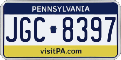 PA license plate JGC8397
