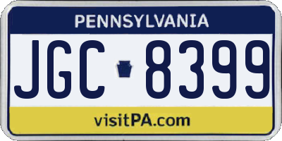 PA license plate JGC8399