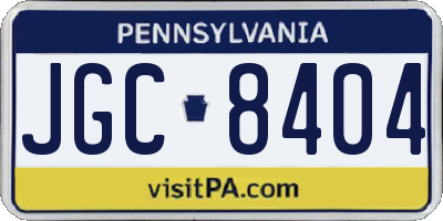 PA license plate JGC8404