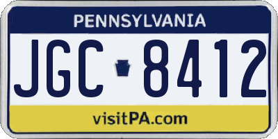 PA license plate JGC8412